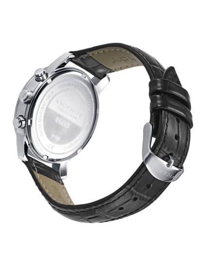 Viceroy Watch 41147-35 Men's Steel with Black Leather Strap
